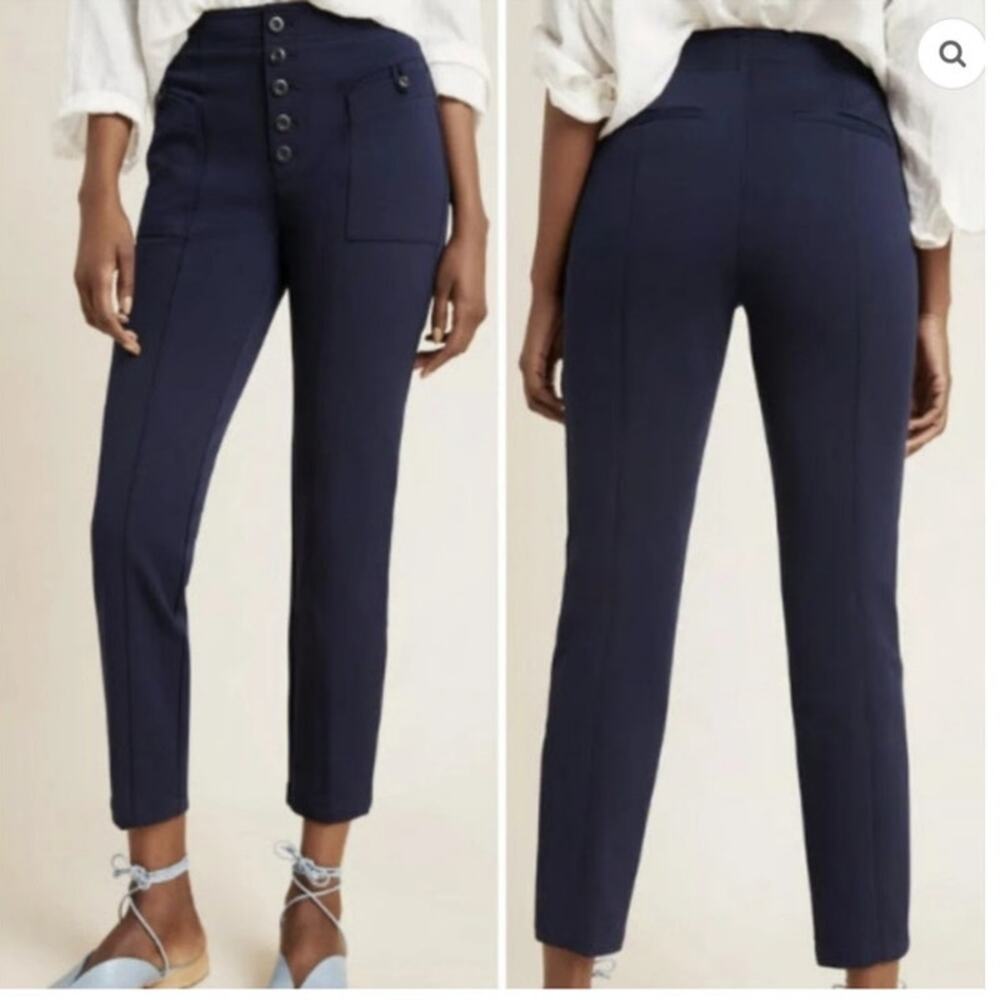 Anthropologie Bryson High Rise Pants Size 10 Navy - Picture 4 of 11